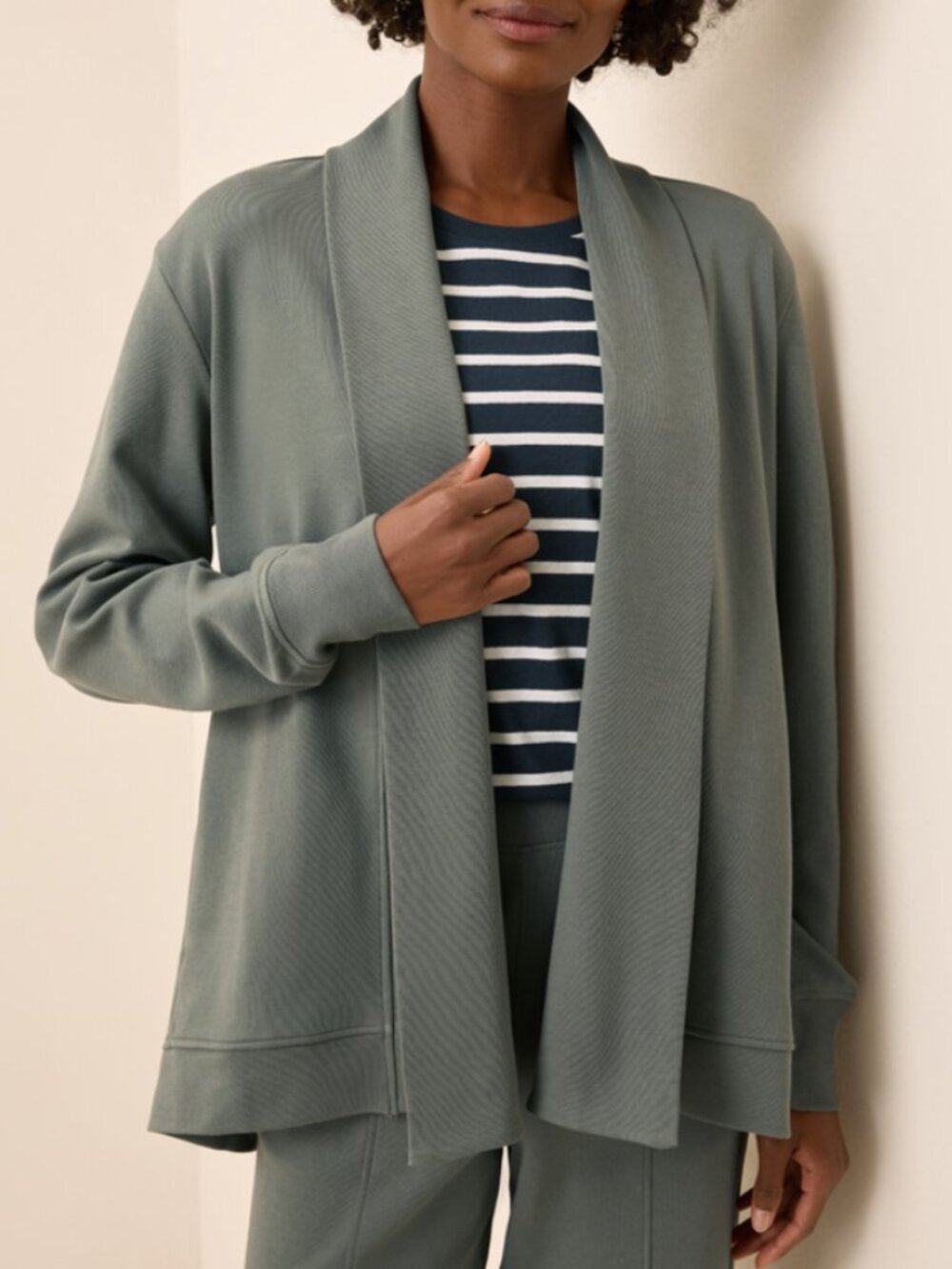 PACT Organic Airplane Drape Cardigan Castor Green XXL